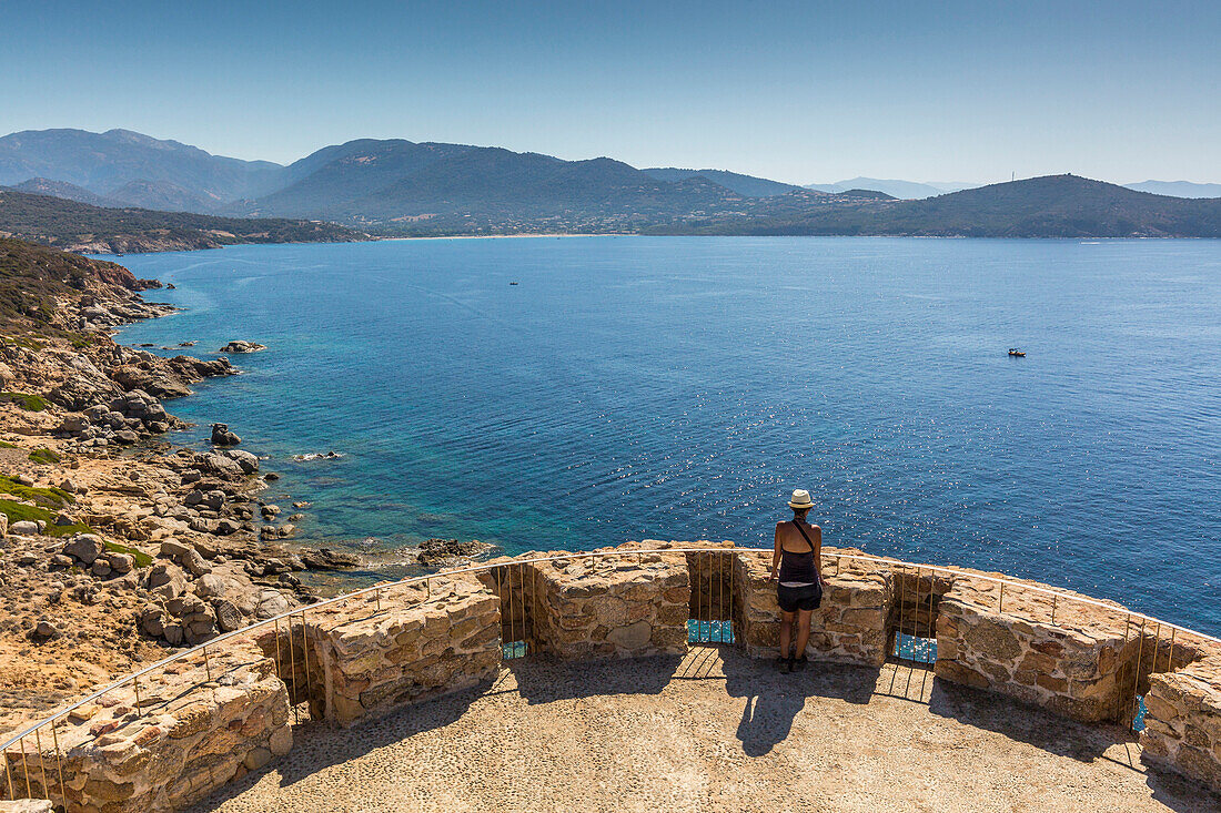 Overview of the clear sea from Tower of Omigna (Tour d'Omigna), Cargese, Corsica, France