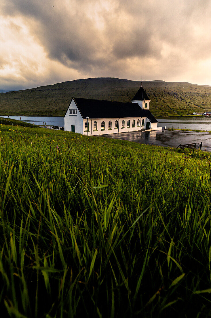 Church of Nordskali, Eysturoy island, Faroe Islands, Denmark