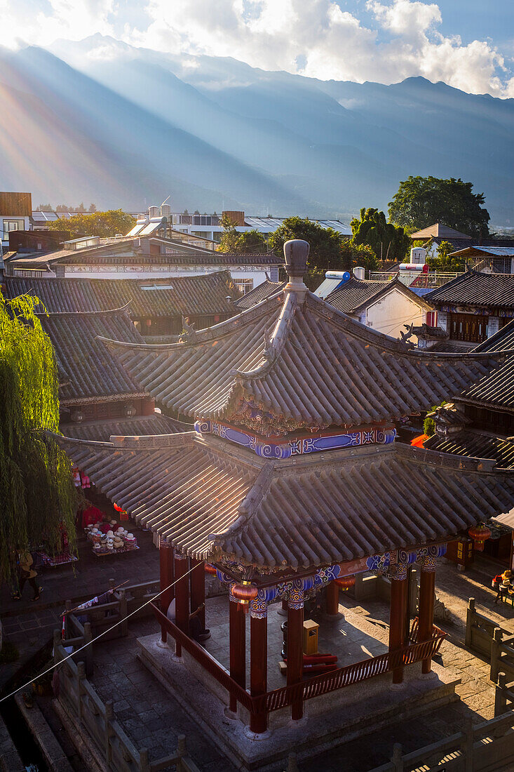 Top view of Chinese Traditional Tiled roofs in Dali, Yunnan Province, China, Asia, Asian, East Asia, Far East