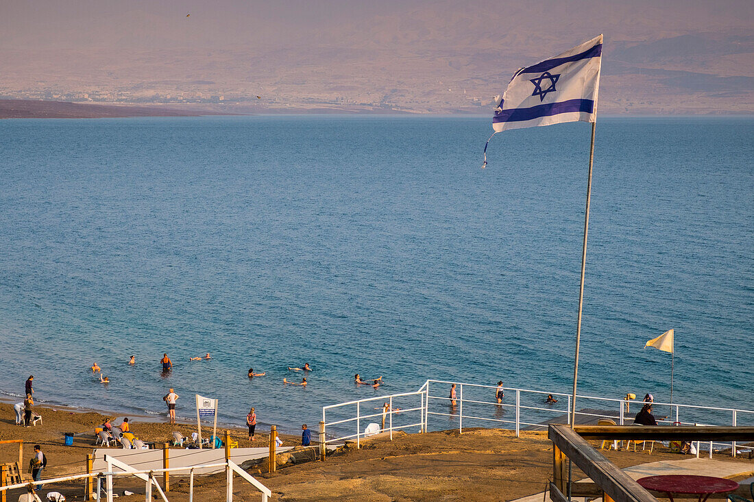 Israeli flag, North Dead Sea, West Bank, Palestine