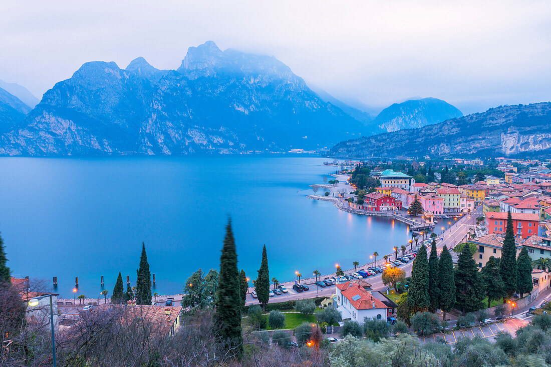 Torbole at dusk Europe, Italy, Trentino, Torbole