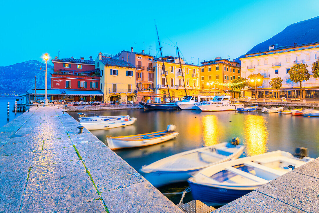 Small harbour in Malcesine Europe, Italy, Veneto, Verona province, Malcesine