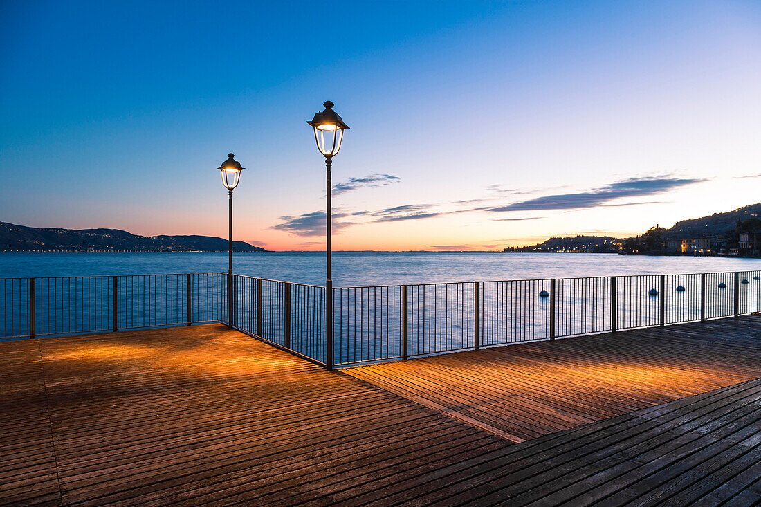 Gargnano village pier on Garda Lake, Brescia Province, Lombardy, Italy