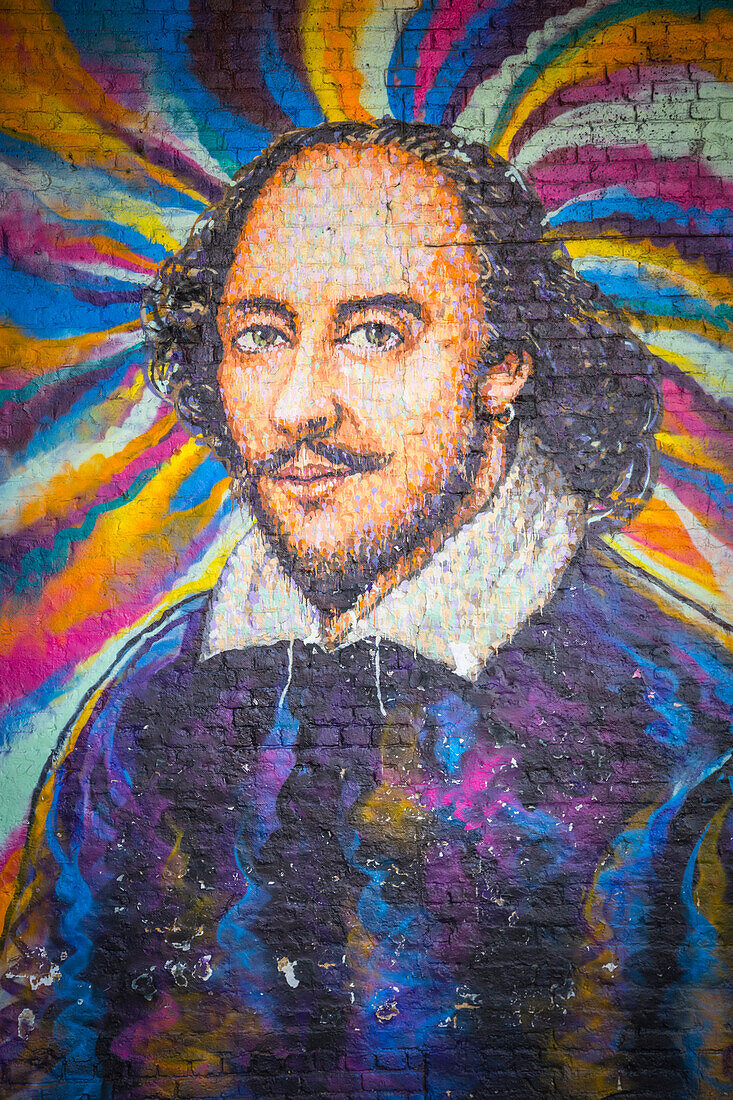 Shakespeare painting, Bankside, London, United Kingdom.