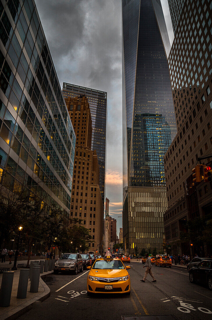 Yellow cab in the streets of Manhattan, New York, usa