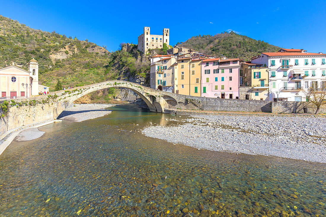 Village of Dolceacqua, Province of Imperia, Liguria, Italy, Europe.