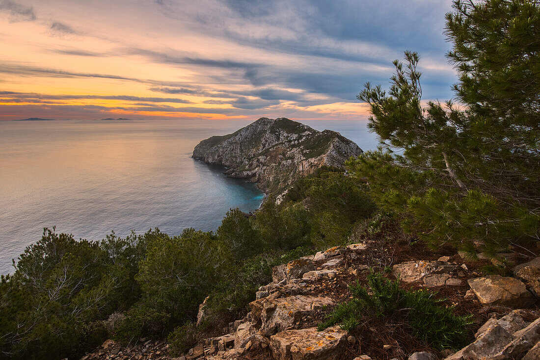 Sunrise on Punta Bassana,Marettimo,Egadi Island,Trapani,Sicily,Italy,Europe