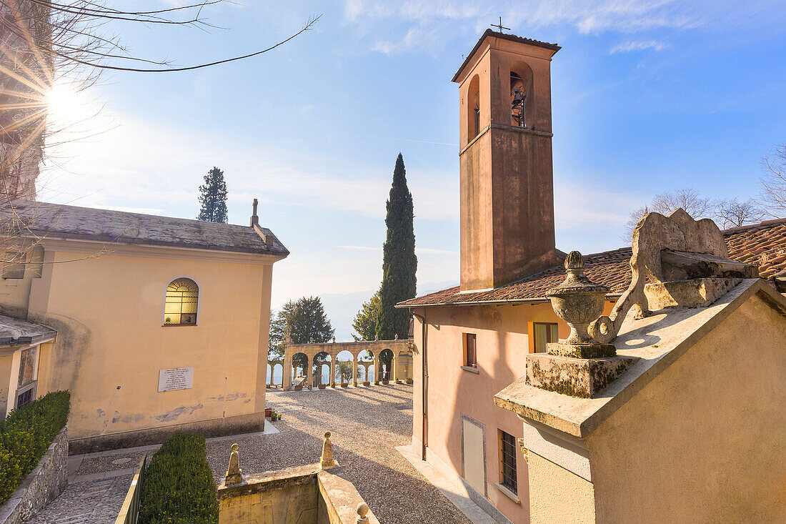 Sunny day at Hermitage of San Girolamo Emiliani. Somasca, Vercurago, Val San Martino, Lombardy, Italy, Europe.