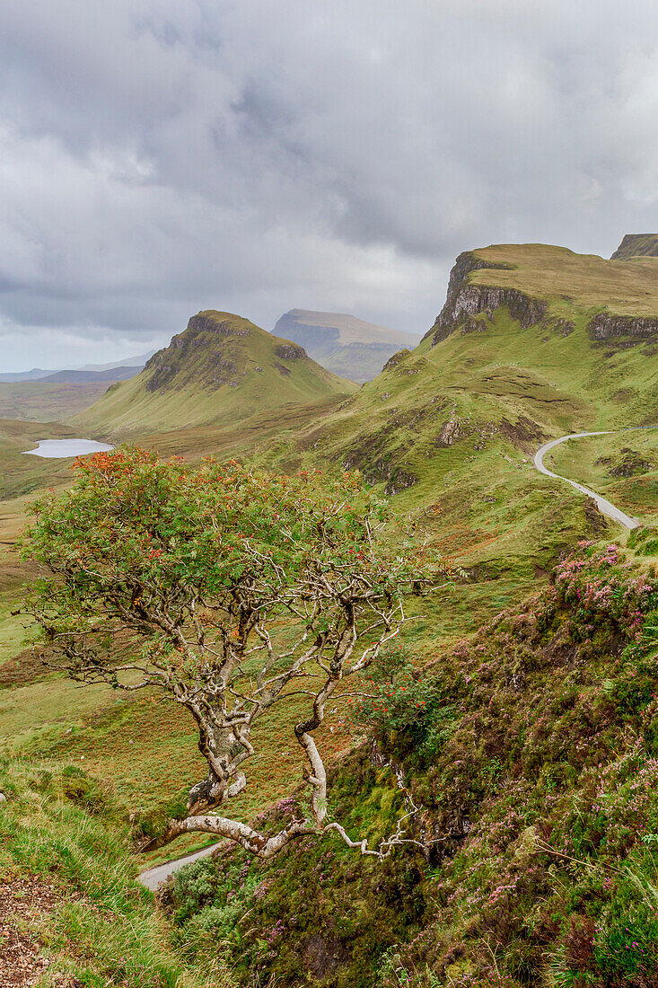 Quiraing mountain landscape of the Trotternish Ridge on the Isle of Skye, Inner Hebrides, Scotland, United Kingdom
