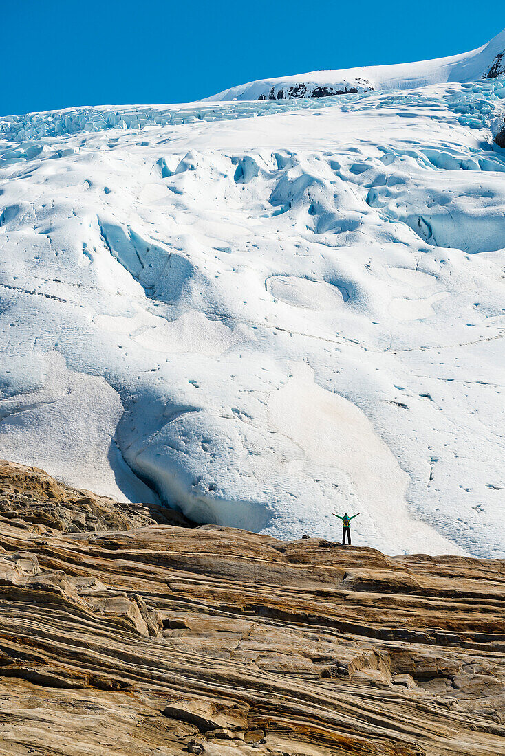 Hiking at Svatisvatnet glacier, Nordland, Norway