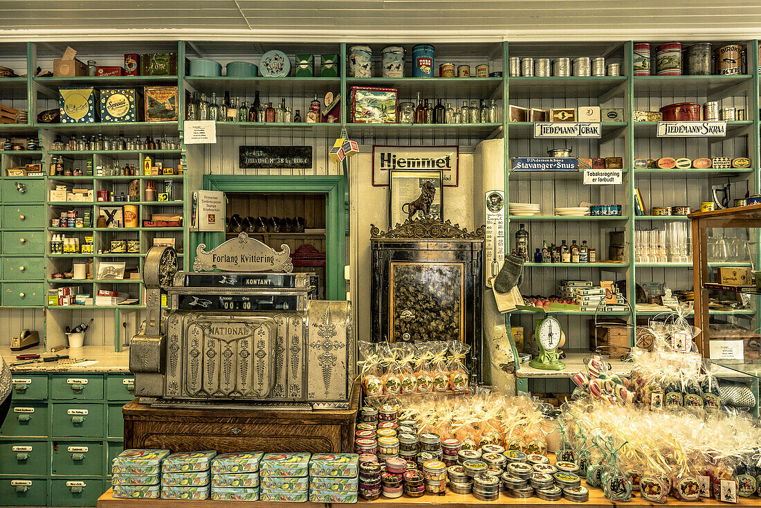 general store in the fishing village Nusfjord, Lofoten Islands, Norway