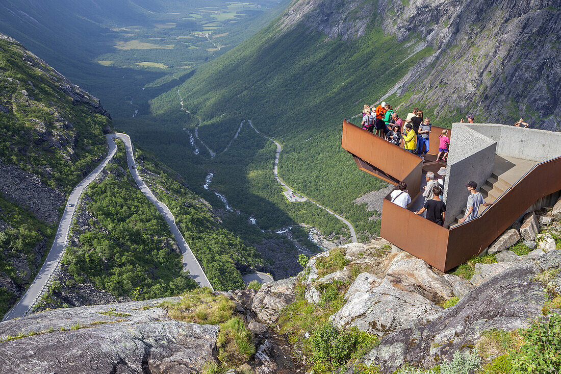 View point above the road Trollstigen, Geiranger-Trollstigen, Rauma, More and Romsdal, Fjord norway, Southern norway, Norway, Scandinavia, Northern Europe, Europe