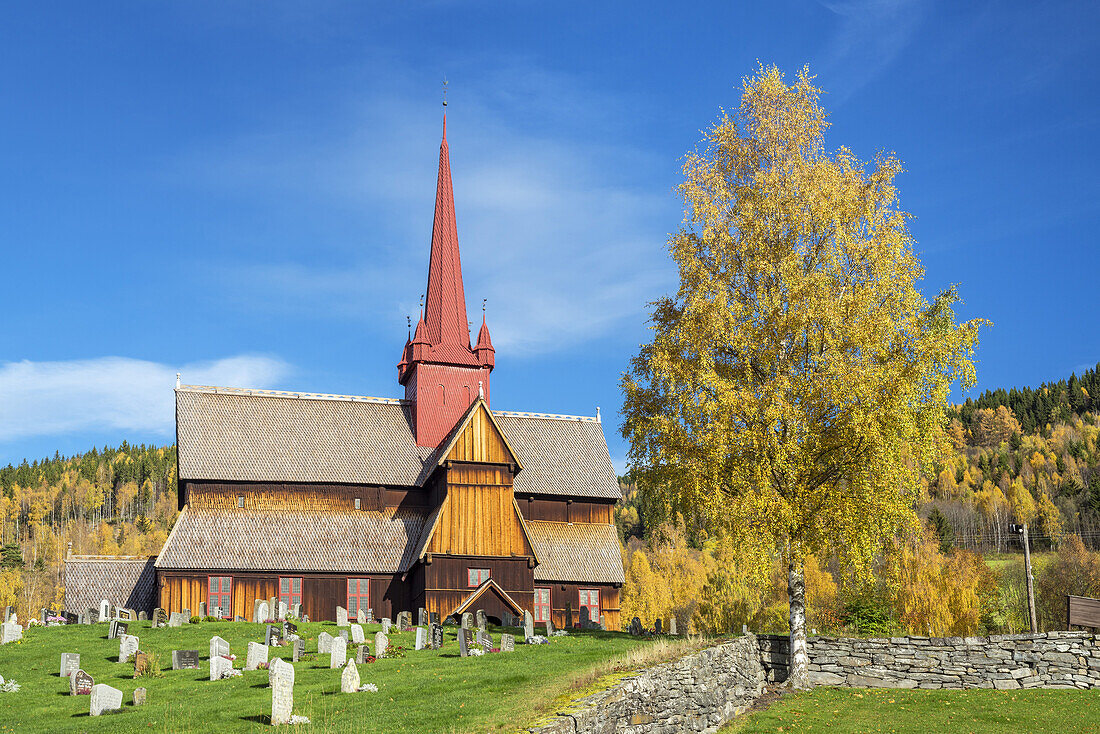 Stabkirche von Ringebu,  Oppland, Østlandet, Südnorwegen, Norwegen, Skandinavien, Nordeuropa, Europa