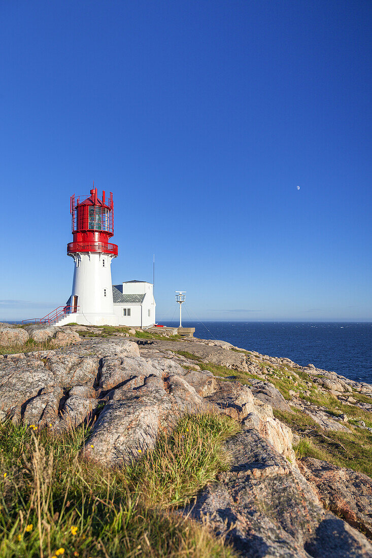 Leuchtturm Lindesnes fyr am Kap Lindesnes, Skagerak, Nordsee, Vest-Agder, Sørlandet, Südnorwegen, Norwegen, Skandinavien, Nordeuropa, Europa