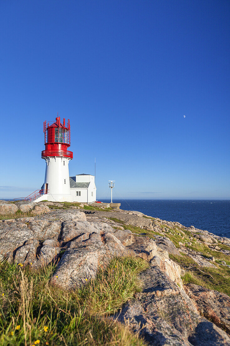 Lighthouse Lindesnes fyr at the Cape Lindesnes, Skagerak, Northern Sea, Vest-Agder, Sorlandet, Southern Norway, Norway, Scandinavia, Northern Europe, Europe