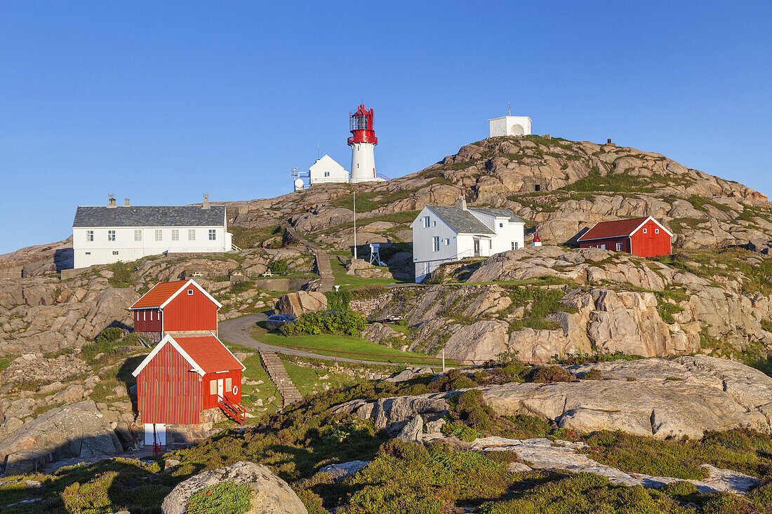 Leuchtturm Lindesnes fyr am Kap Lindesnes, Skagerak, Nordsee, Vest-Agder, Sørlandet, Südnorwegen, Norwegen, Skandinavien, Nordeuropa, Europa