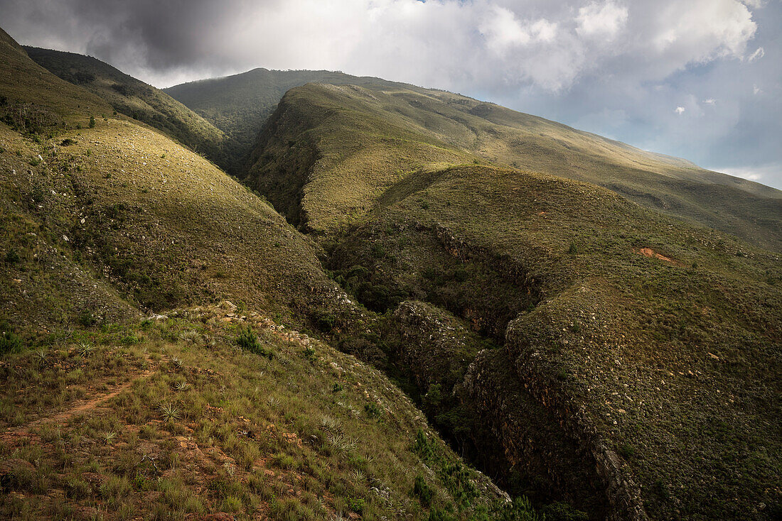 view at surrounding Andean Mountain range at colonial town Villa de Leyva, Departamento Boyacá, Colombia, South America