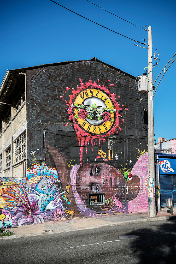 giant Guns n Roses mural in Medellin, Departmento Antioquia, Colombia, Southamerica