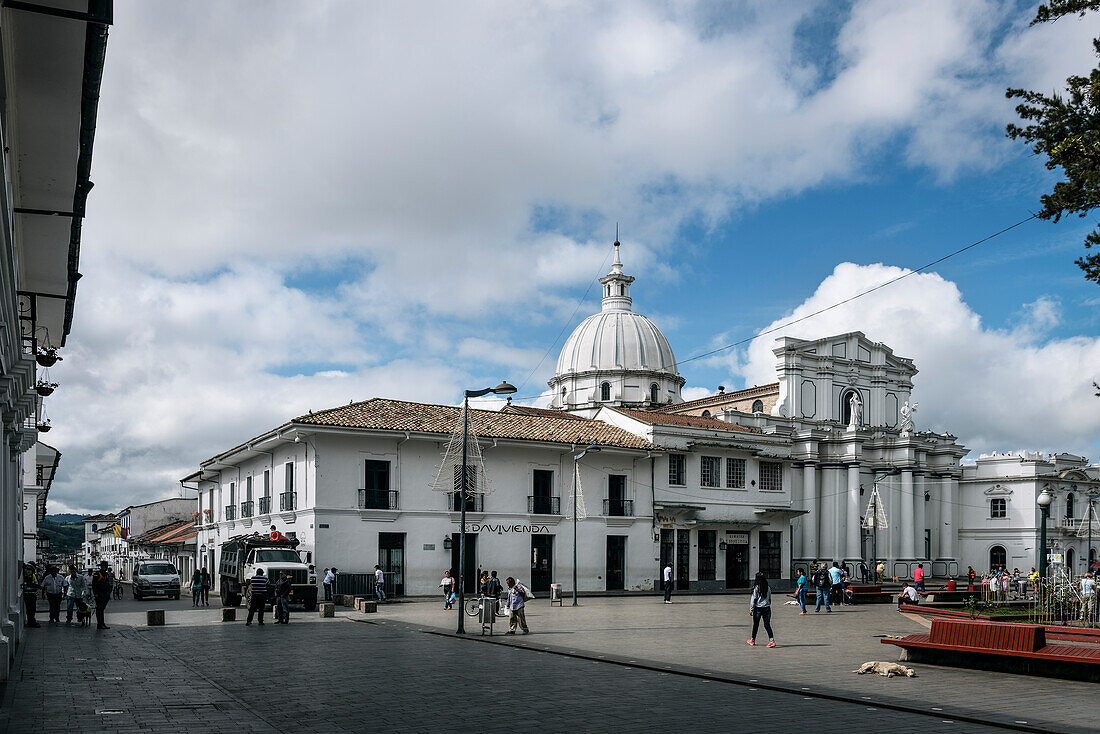 cathedral at main square of Popayan, Departmento de Cauca, Colombia, Southamerica