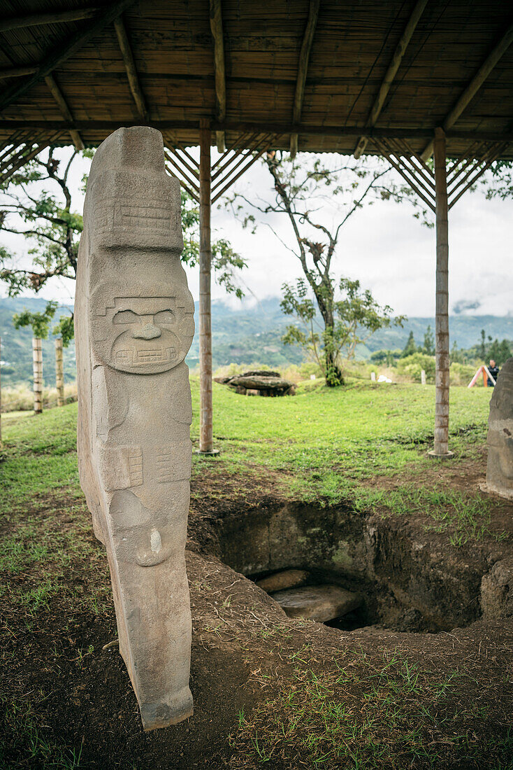 präkolumbische Stein Skulpturen im Archäologischen Park, , San Agustin, UNESCO Weltkulturerbe, Departmento Huila, Kolumbien, Südamerika