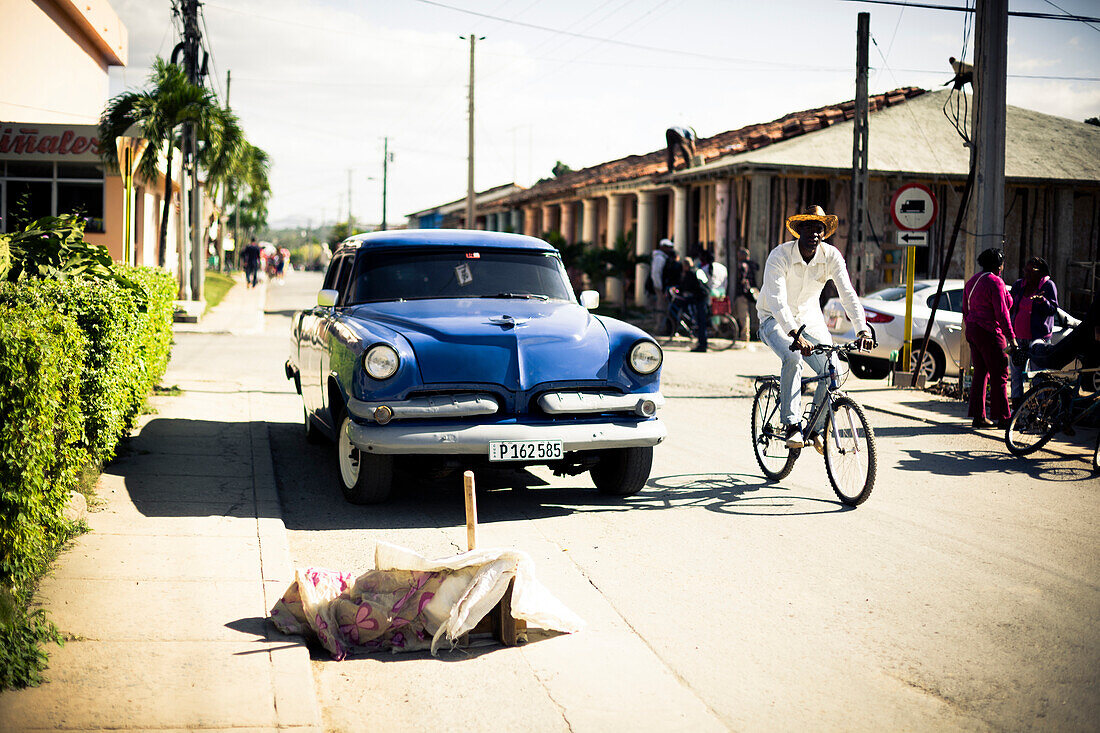 Vintage car in the city of Vinales, Pinar del Rio, Cuba, Caribbean, Latin America, America