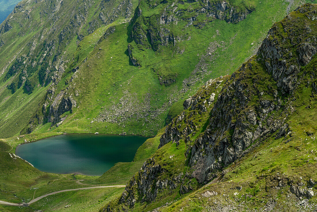 Lake Schwarzsee, Mt. Hochjoch, Verwall, Montafon, Bludenz, Vorarlberg, Austria, Europe