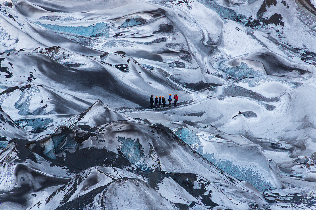 Wanderung auf dem Solheimajokull Gletscher, Südküste , Island