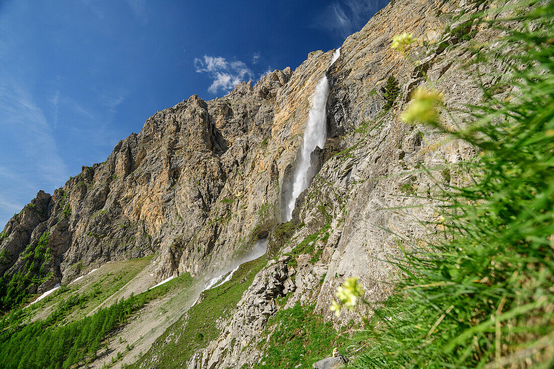 Wasserfall Cascata Stroppia, Val Maira, Cottische Alpen, Piemont, Italien