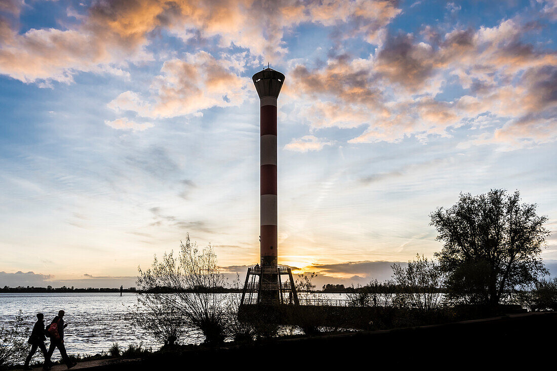 Elbe bank with lighthouse, Blankenese, Hamburg, Germany