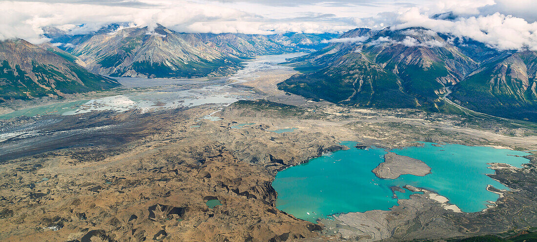 aerial of glacier lake in the Kluane National Parc, Yukon Territory, Canada