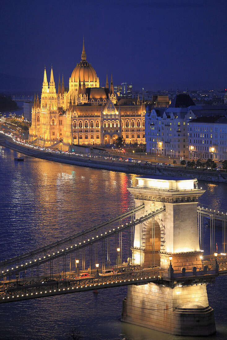 Hungary, Budapest, Parliament, Chain Bridge, Danube River