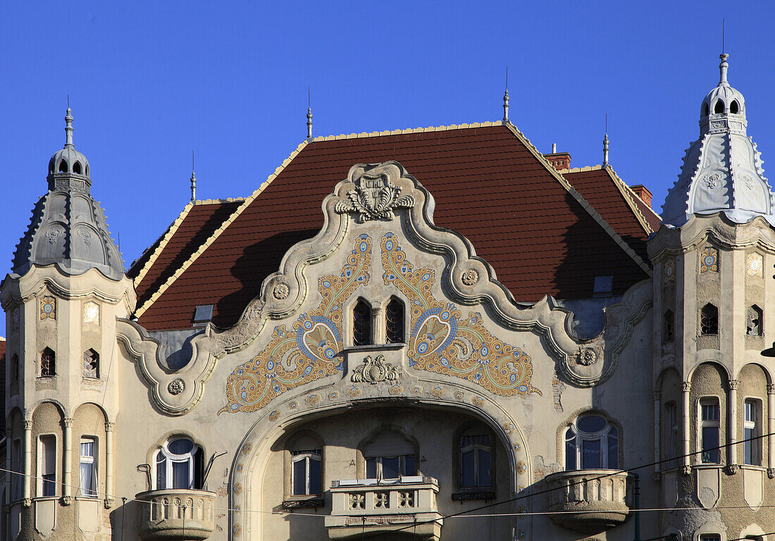 Hungary, Szeged, Art Nouveau architecture, detail