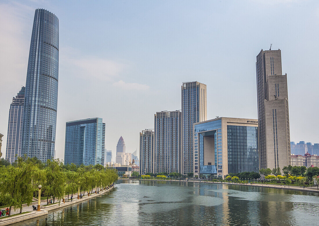 China, Tianjin City.,Central Tianjin, Hai River, World Financial Center