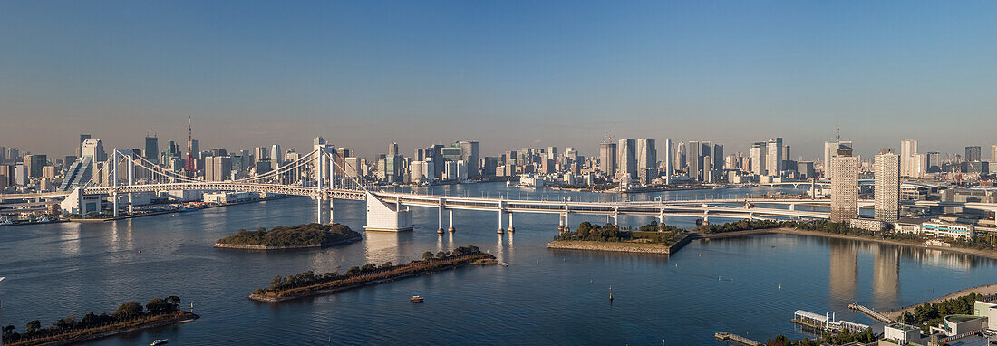 Japan, Tokyo City, Tokyo Bay, Skyline, Rainbow Bridge