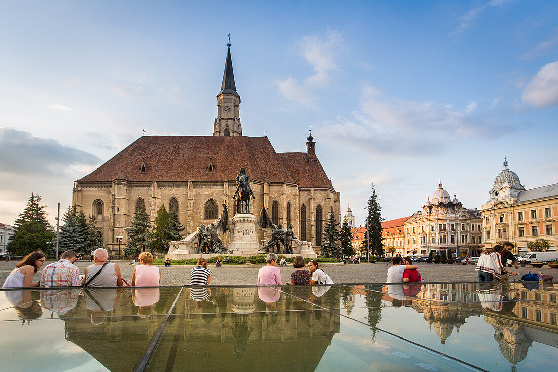 Romania, Transilvania, Cluj Napoca City, Mathia Rex Monument, St. Michaela´s Church, Unirii Square