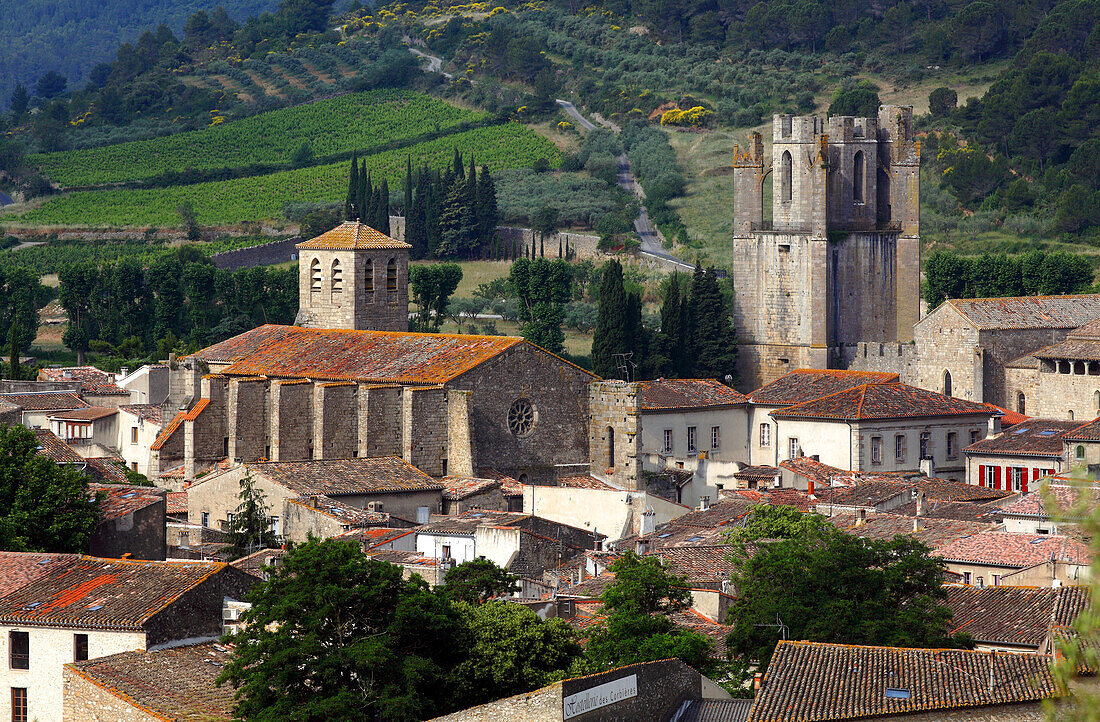 France, Occitanie, Aude (11), Lagrasse, medieval city and Sainte Marie d'Orbieu abbey