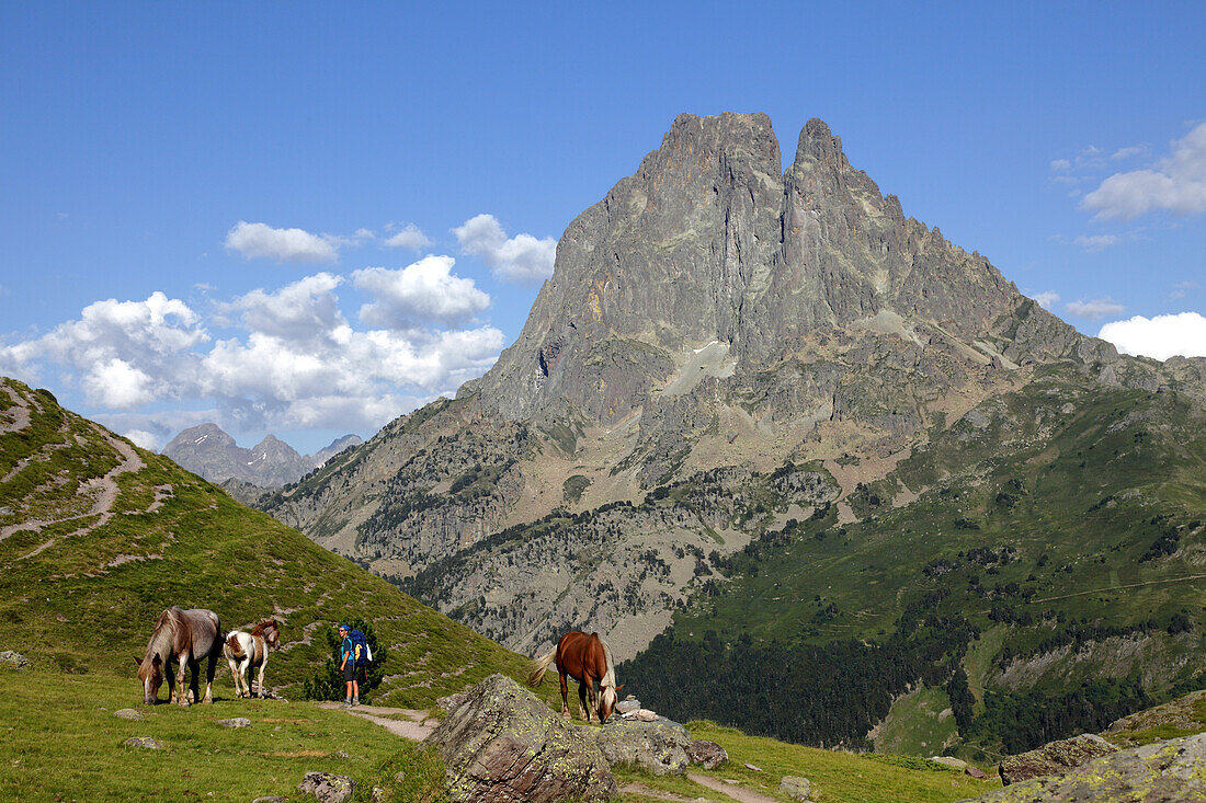 France, Nouvelle Aquitaine, Pyrenees Atlantiques (64), Bearn, Ossau valley (municipality of Laruns), pic du Midi d'Ossau (national park of Pyrenees ) and Ayous lakes