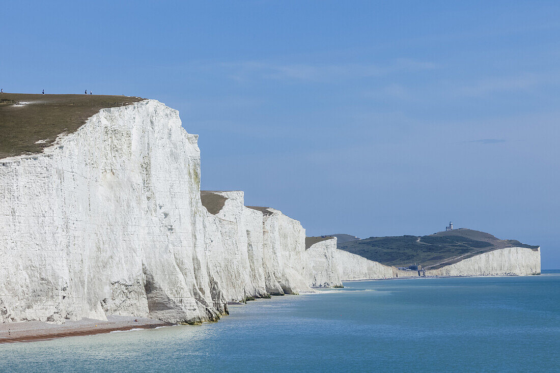 England, East Sussex, South Downs National Park, The Seven Sisters Cliffs and Skyline viewed from Seaford Head