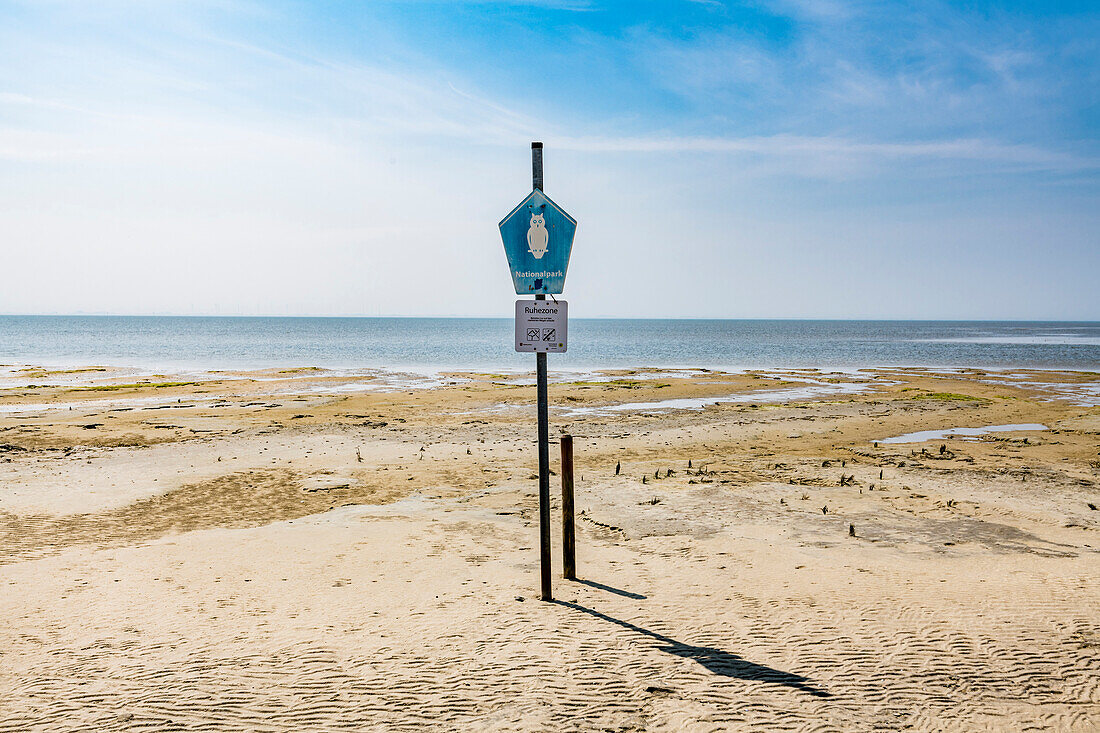 Information sign for the National Park, Wangerooge, East Frisia, Lower Saxony, Germany
