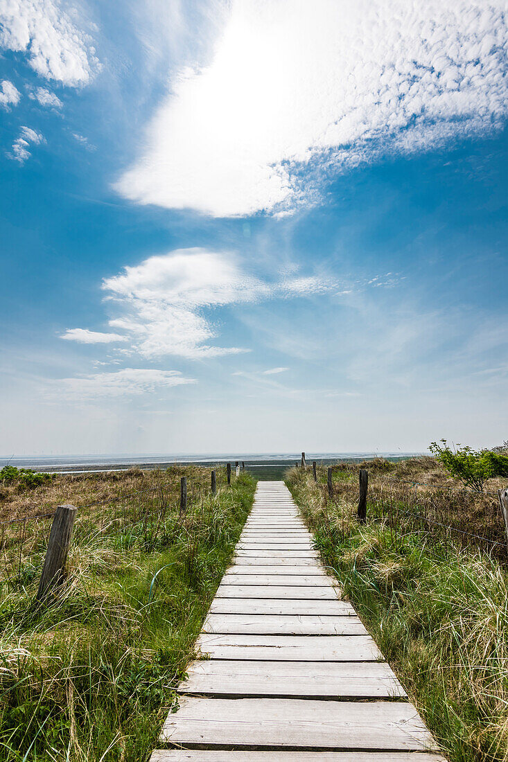 Dune crossing in the east of the island, Wangerooge, East Frisia, Lower Saxony, Germany