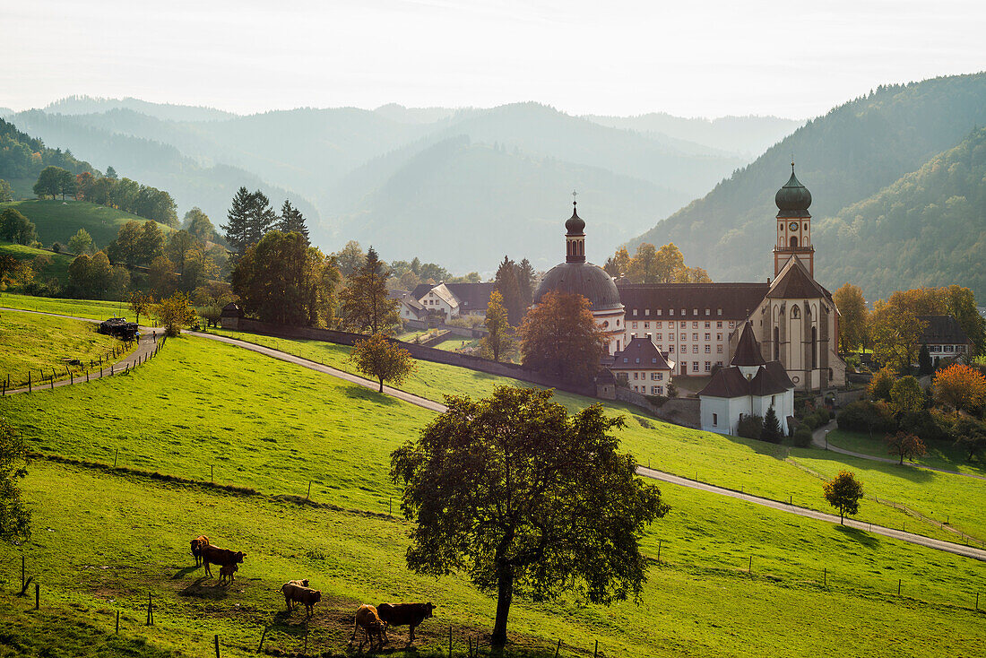 Kloster St. Trudpert im Herbst, Benediktinerkloster, Münstertal, Schwarzwald, Baden-Württemberg, Deutschland