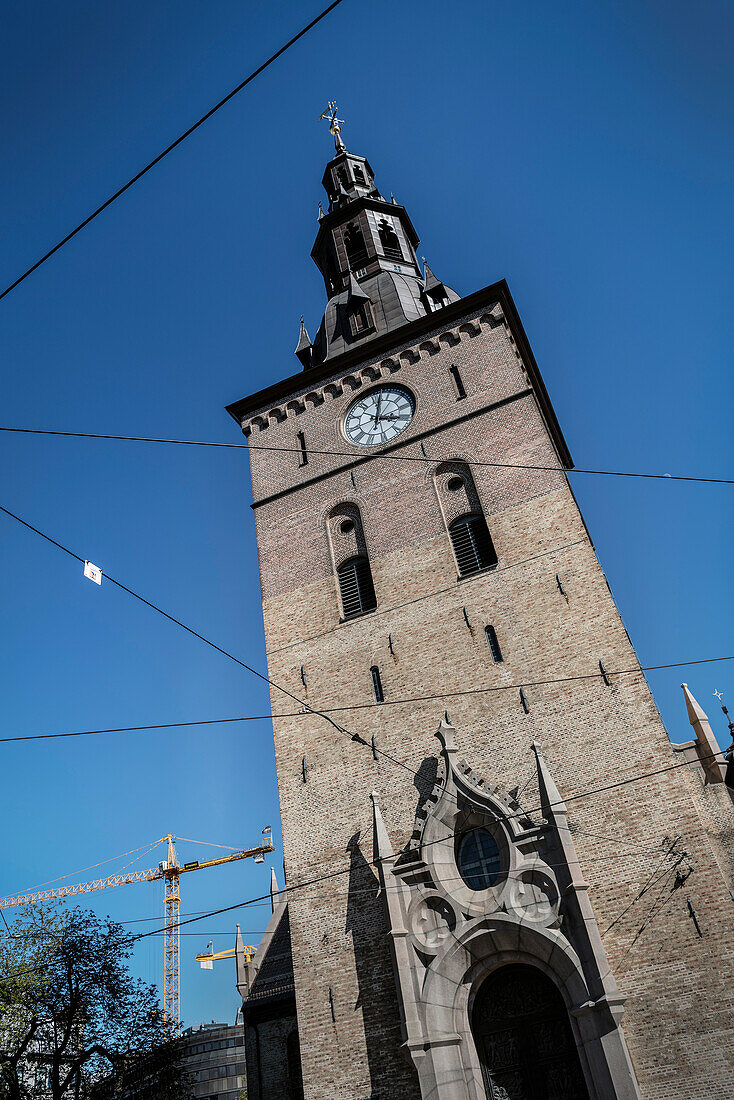church tower of Oslo Domkirke, Oslo, Norway, Scandinavia, Europe