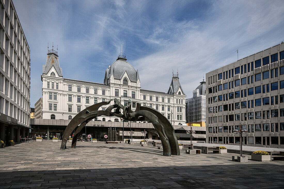 view at shopping centre Vikaterrassen with classical architecture, Oslo, Norway, Scandinavia, Europe