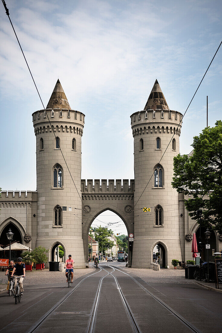 cyclists at Nauen Gate, Potsdam, Brandenburg, Germany