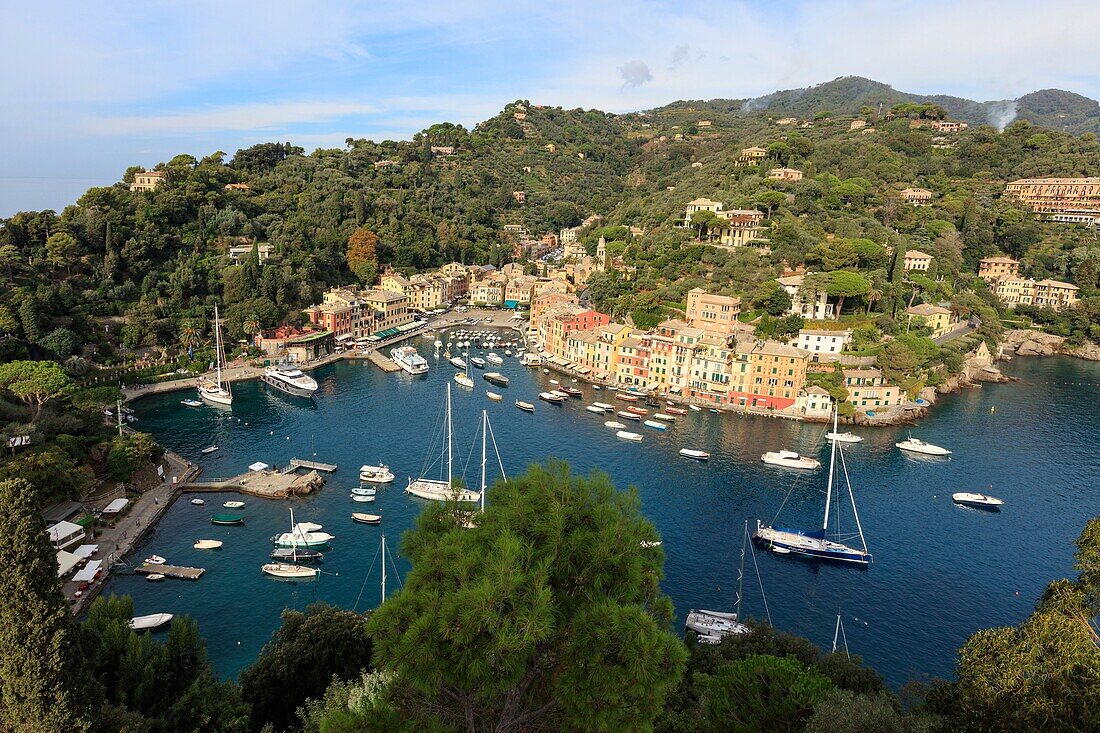 Harbor and picturesque village of Portofino, province of Genoa, Liguria, Italy.