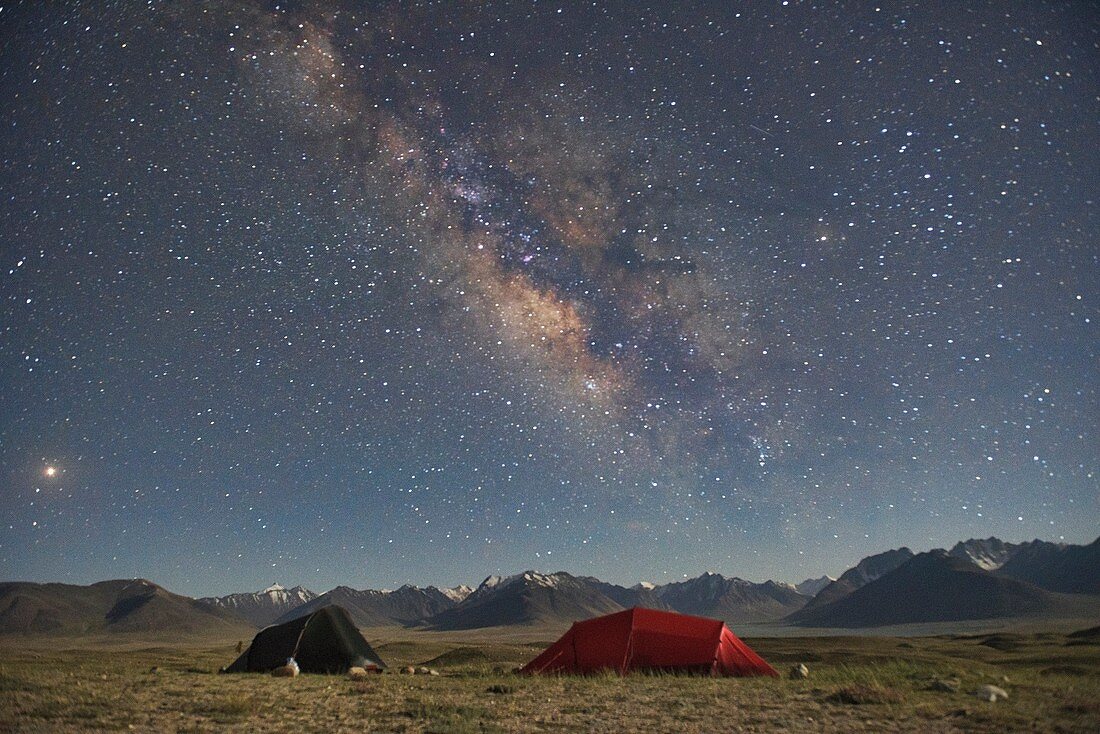 Milky Way over the Great Pamir Range of Afghanistan from our camp at Lake Zorkul, Tajikistan.