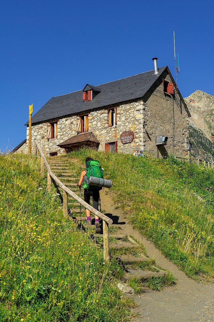 Refugio de biadós, Valle de Añes Cruces, Naturpark Posets-Maladeta, Huesca, Kordillere de los Pirineos, Spanien