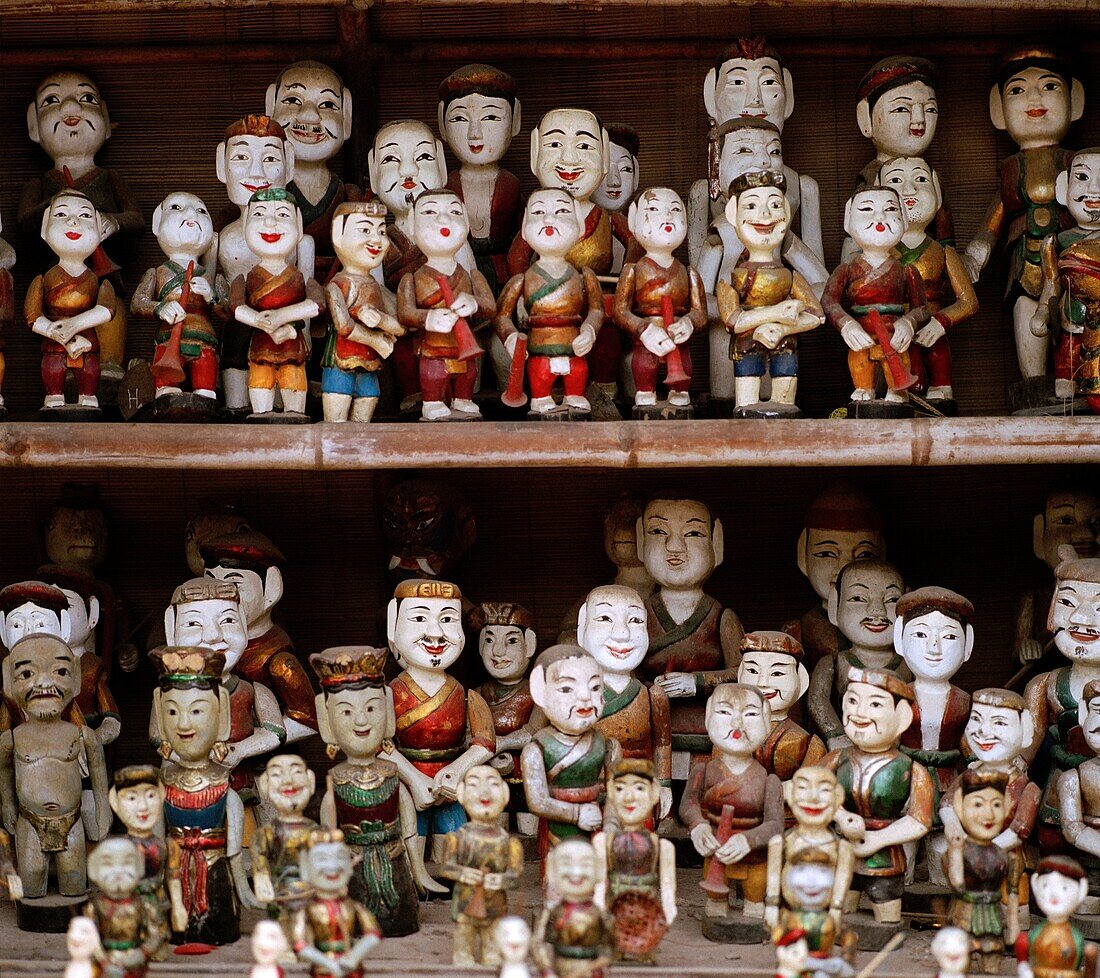 Water puppets in Hanoi in Vietnam in Southeast Asia Far East