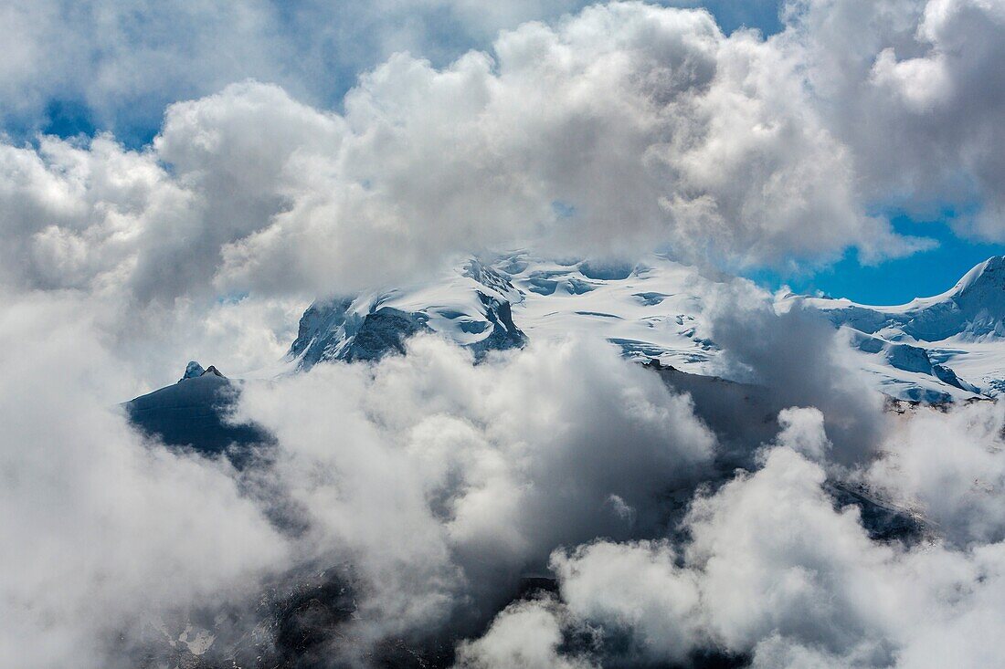 Monte Rosa peak (4634 meters). Zermatt. Swiss Alps. Valais. Switzerland. Europe.