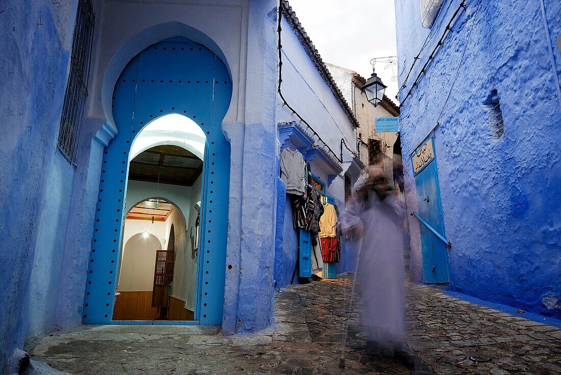 Street in the medina of Chefchaouen, Morocco.